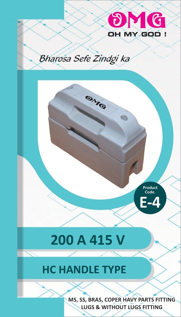 200 A 415 V HC Handle Type Porcelain Fuse - E-4 catalog sheet